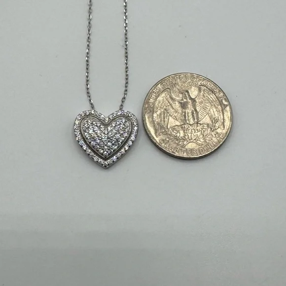 18k Pave Heart Necklace - Picture 6 of 11